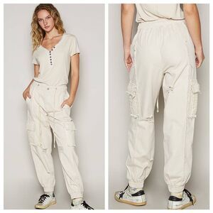 POL Cream Track Pants with Pocket Details